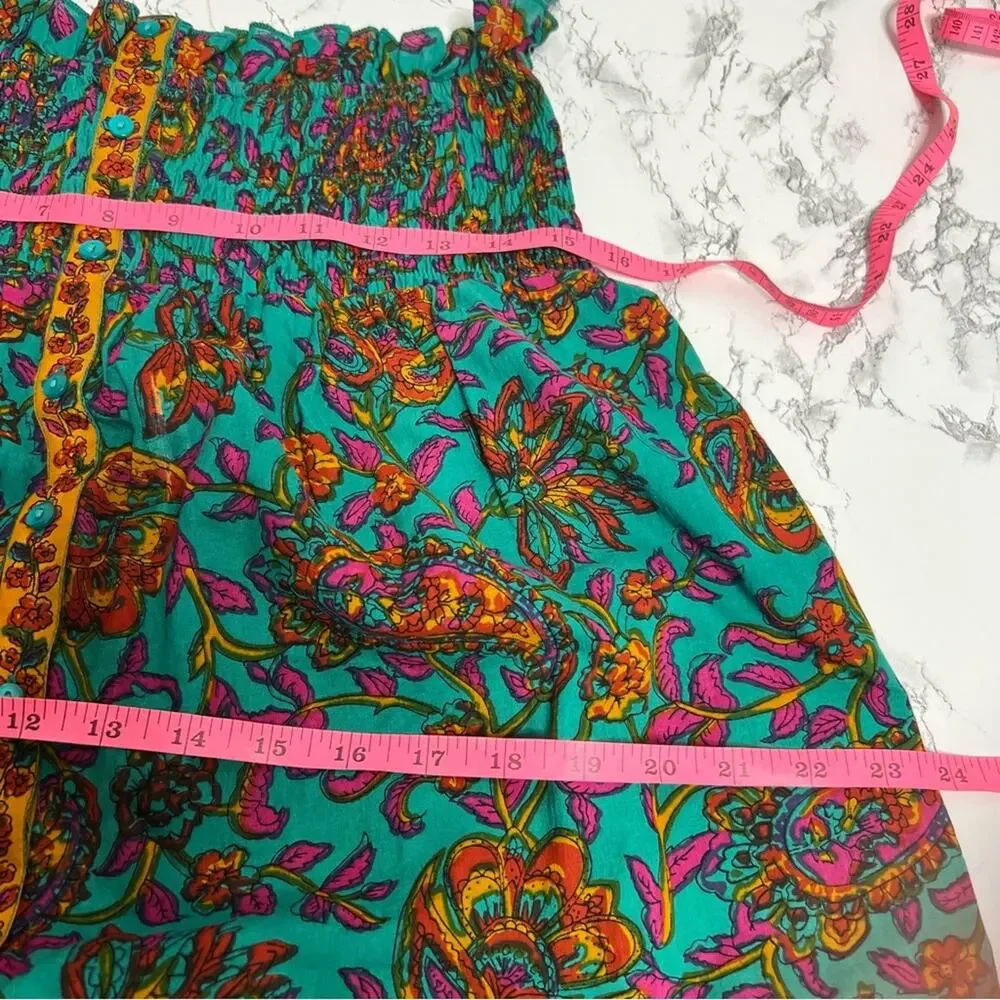 Lola Australia floral boho printed maxi skirt button front sz M
